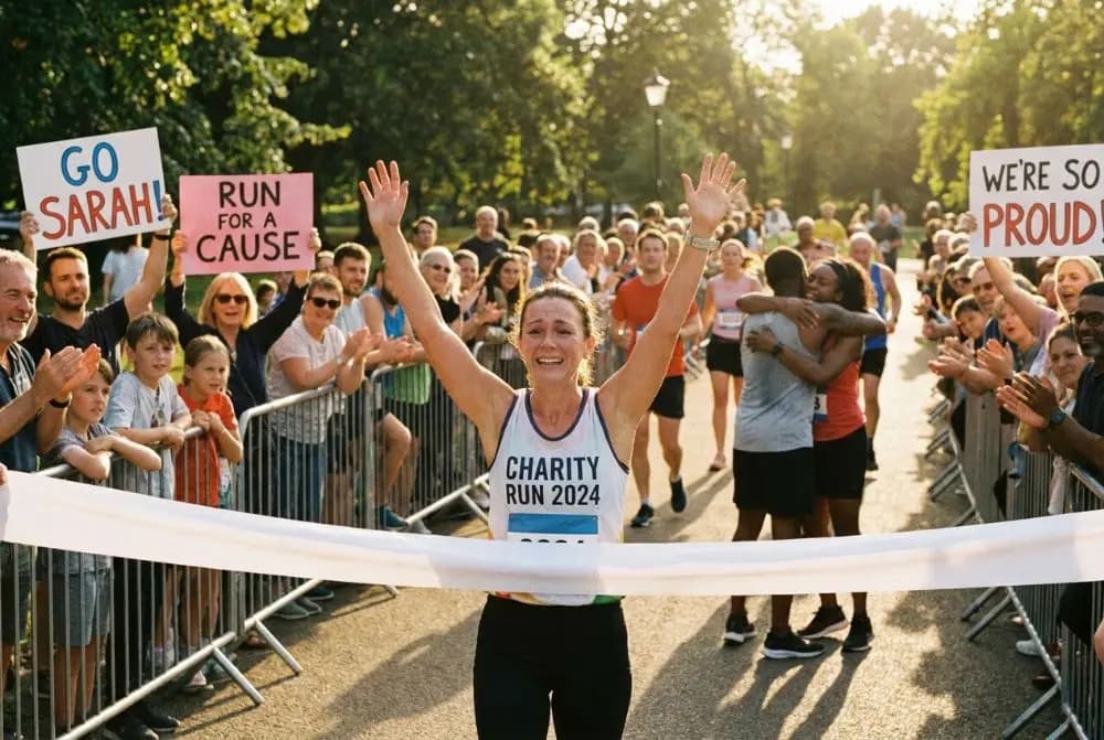 Supporter celebrating at a fundraising run